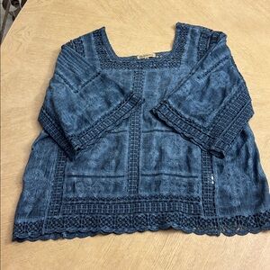 Democracy Denim Blue Crochet Top